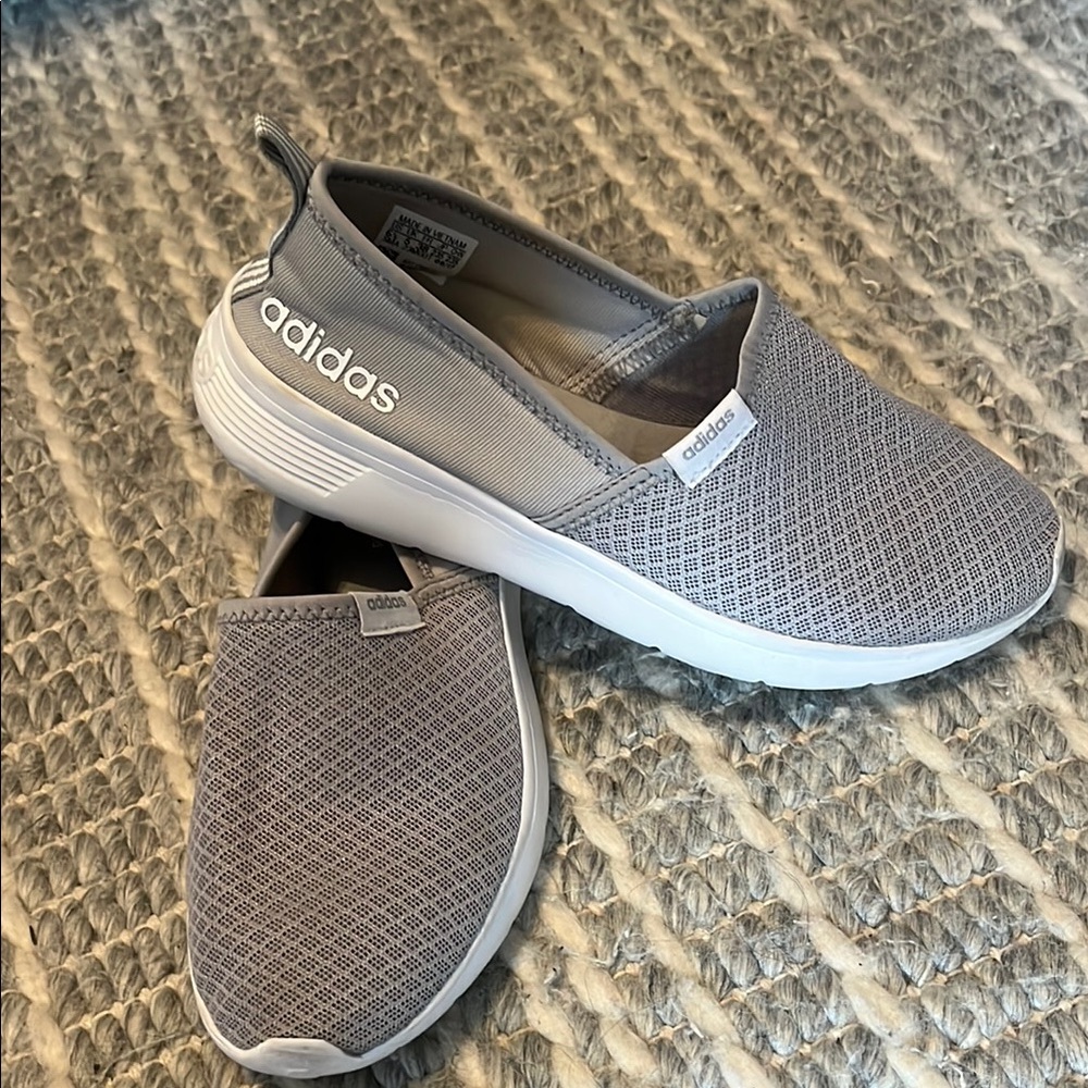 Adidas Light Gray Mesh Slip-Ons